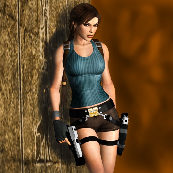 Lara Croft from Tomb Raider holding pistols