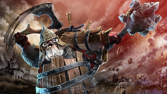 Pudge the Bogatyr from DOTA 2 with battle axes