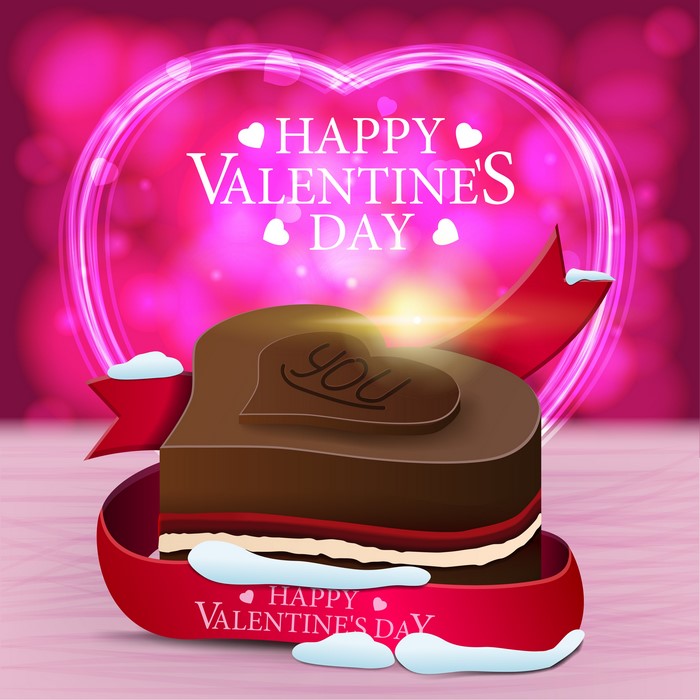 Valentine's Day Chocolate Heart Cake with Ribbon