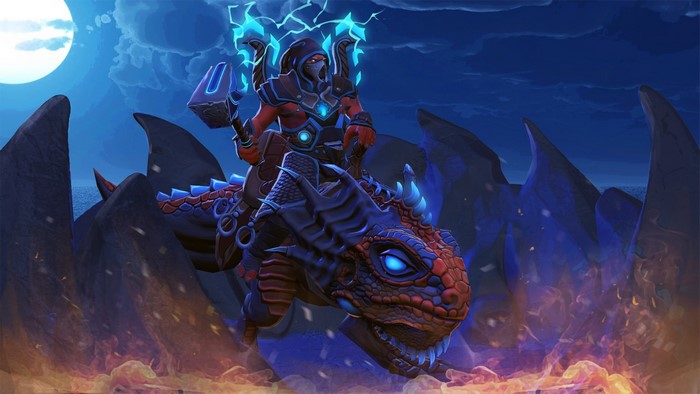Disruptor from DOTA 2 riding a dragon