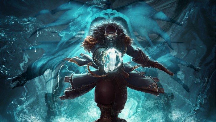 Kunkka from DOTA 2 holding a crystal