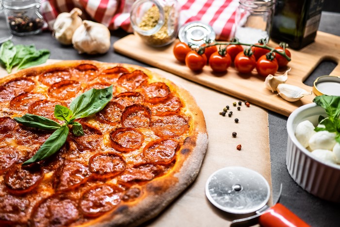 Pepperoni Pizza with Fresh Ingredients