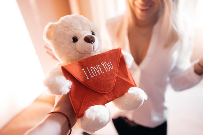 Teddy bear with "I Love You" envelope