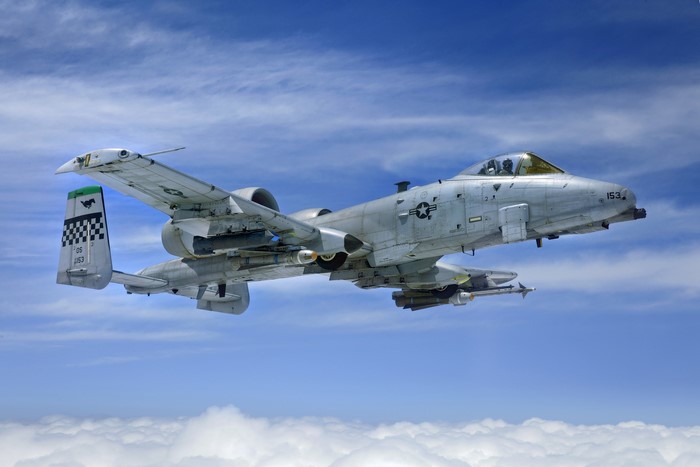 A-10 Thunderbolt II with AGM-65 Maverick and AIM-9 Sidewinder missiles