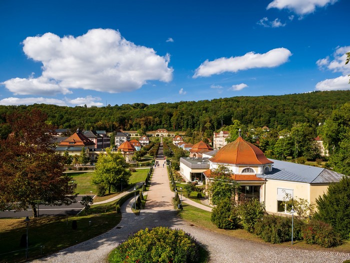 Park with buildings and trees in Germany