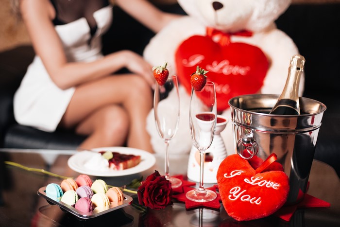 Valentine's Day Champagne and Sweets with a Woman