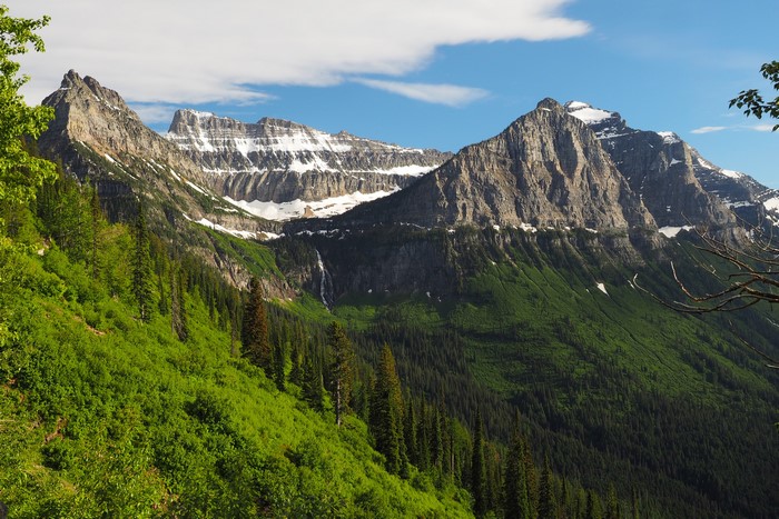 Mountains and forests in Glacier National Park, USA