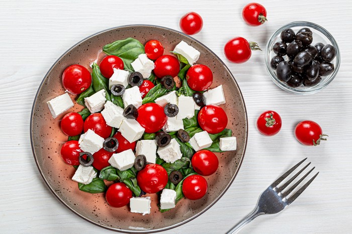 Greek Salad with Tomatoes, Olives, and Feta Cheese