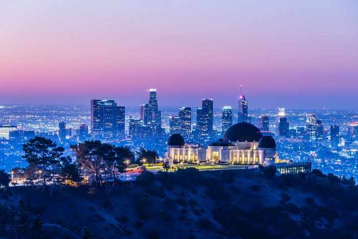 Griffith Observatory and Los Angeles Skyline at Dusk