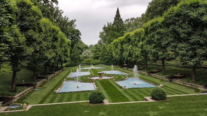 Longwood Gardens fountains and manicured lawns in Kennett Square, Pennsylvania