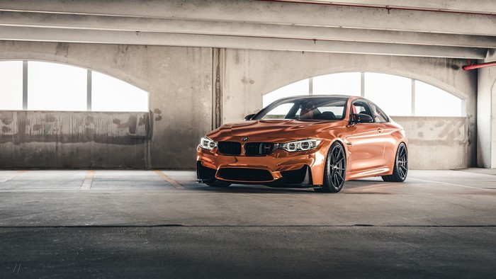 Bronze BMW F82 M4 Coupe in Parking Garage