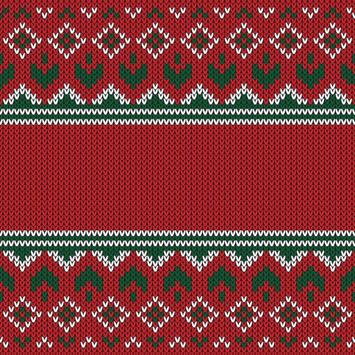 Red and green knitted Christmas sweater pattern