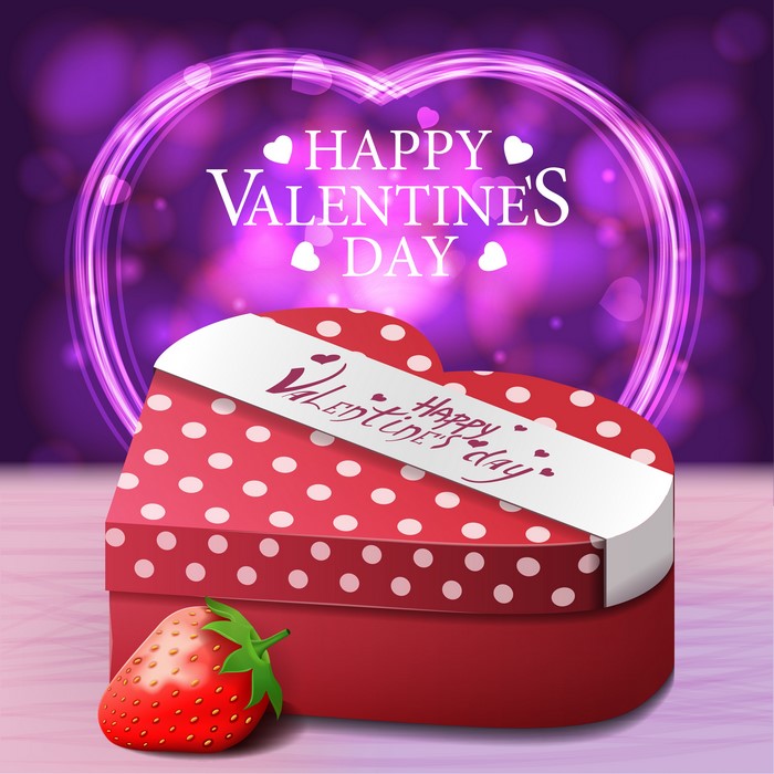 Valentine's Day heart gift box with strawberry