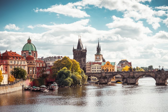 Prague, Czech Republic, Charles Bridge, River, Autumn