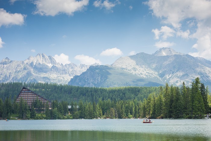 4K Tatra Mountains Lake with Forest and Boats
