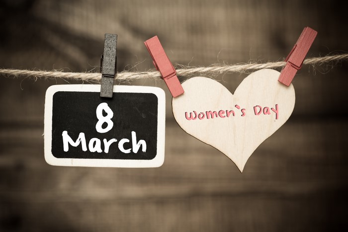 8 March Women's Day Heart and Chalkboard