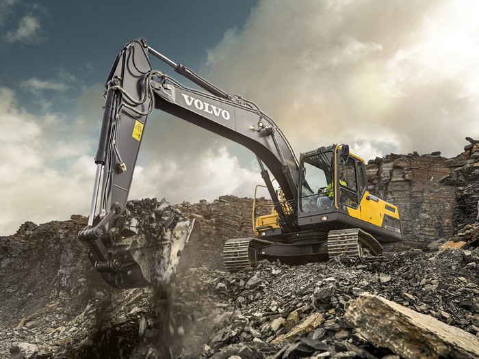 Volvo EC210D Excavator in Rocky Terrain