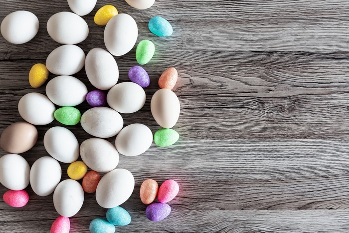 Easter Eggs on Wood Planks