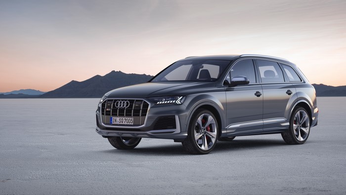 Grey Audi SQ7 TDI on a Salt Flat