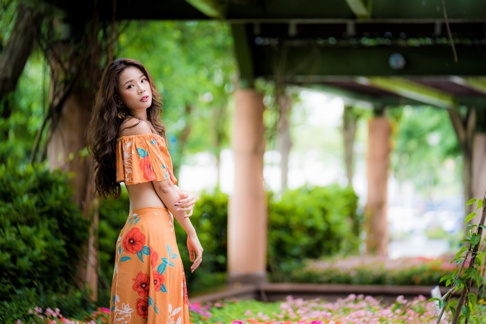 4K Portrait of Asian Woman with Brown Hair