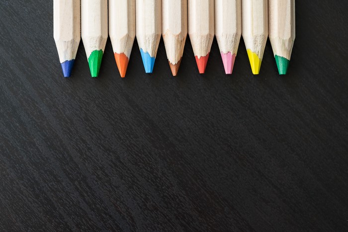 Multicolor Pencils on Black Background