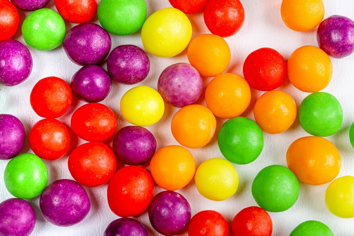 Multicolor dragees and candies