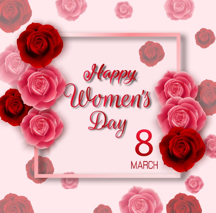 4K March 8 Women's Day Roses Vector Art