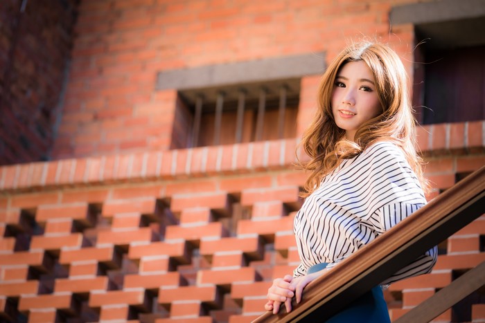 4K Beautiful Asian Girl with Brown Hair