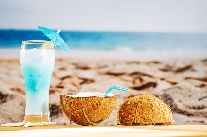 Cocktail and Coconuts on a Beach