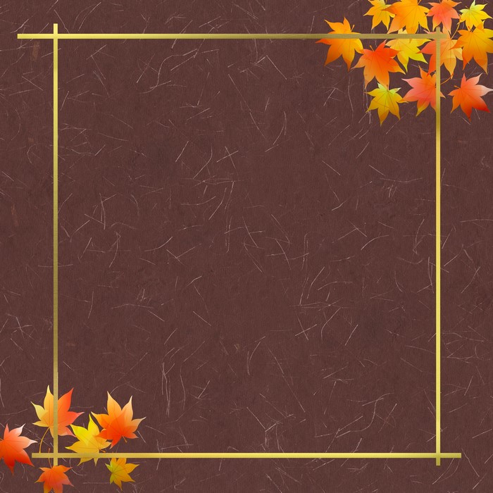 Autumn Leaves Border on Brown Textured Background
