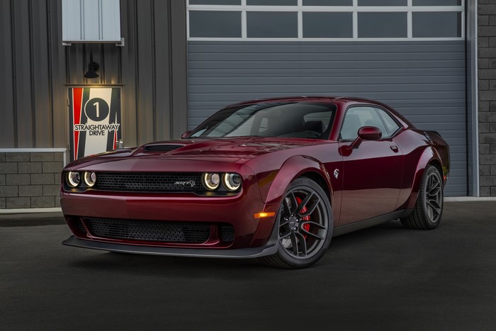 Wine Color Dodge Challenger Front View