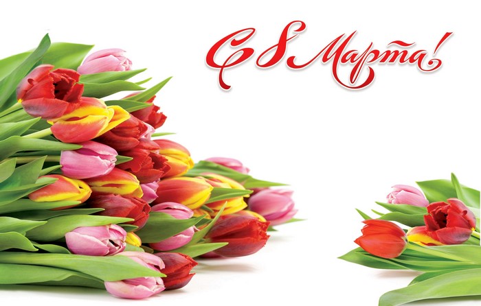 Tulips with "Happy March 8th" text