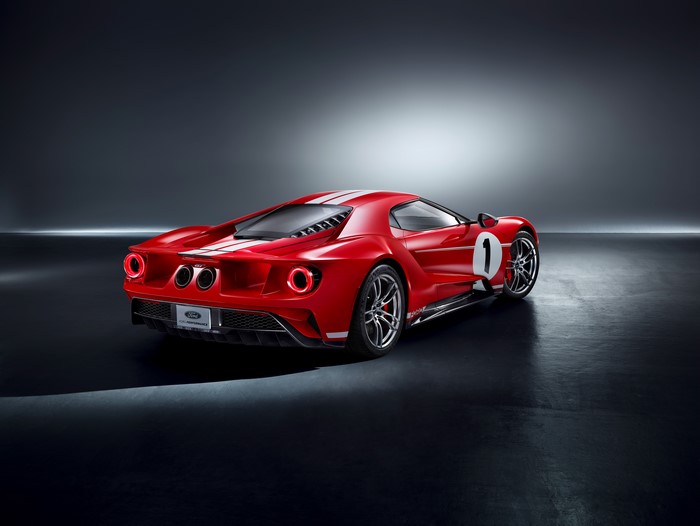 4K Red Ford GT 2018 67 Heritage Edition Back View