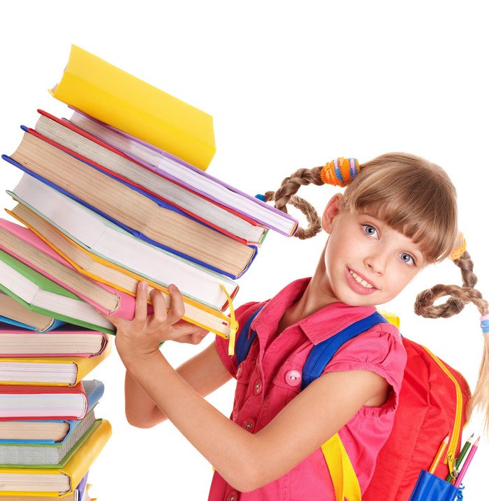 4K Image of Little Girl Holding Books