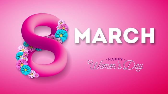 Happy Women's Day March 8 Pink Flowers