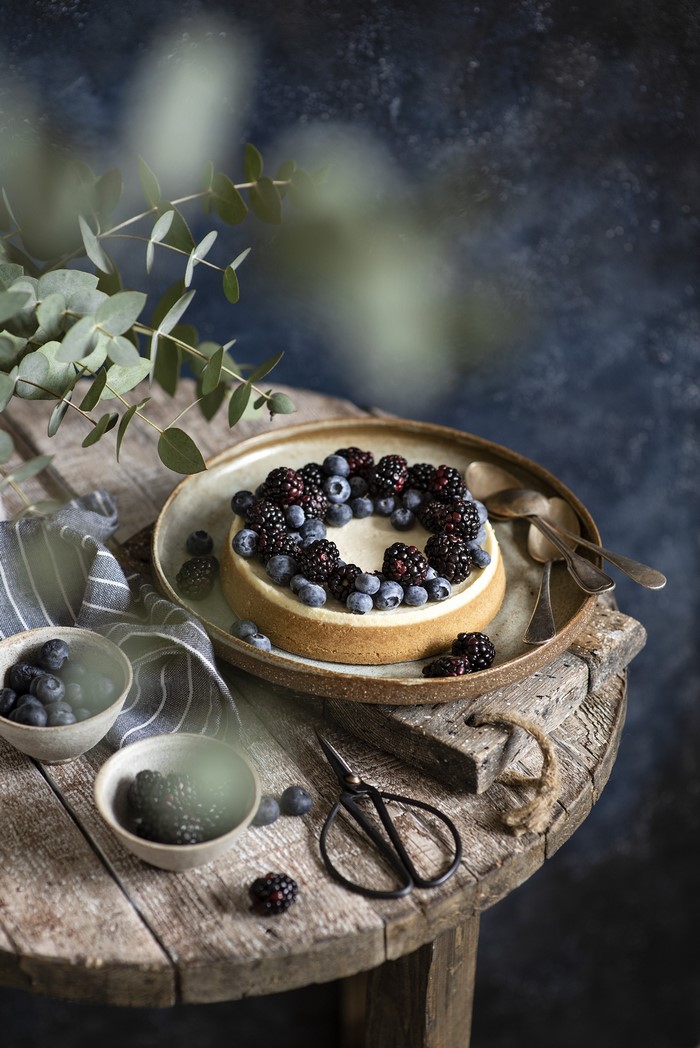 Cheesecake with Blackberries and Blueberries