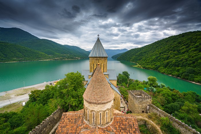 Ananuri Fortress on a lake in Georgia
