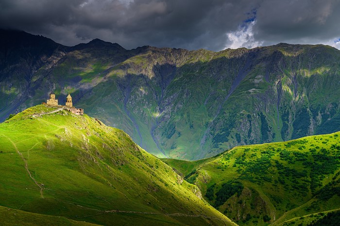 Gergeti Trinity Church in Kazbegi, Georgia