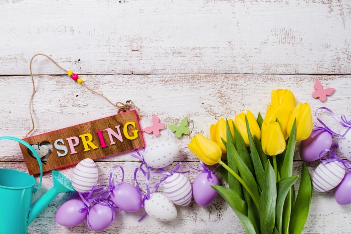 Easter Spring Tulips and Eggs Decoration