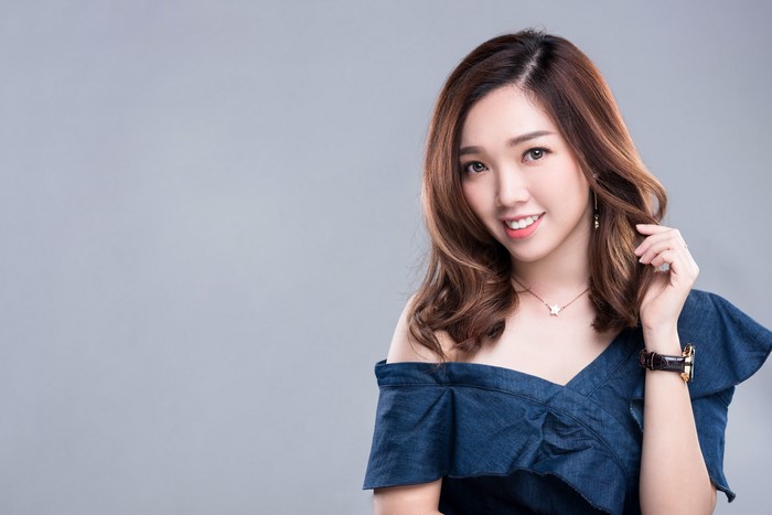4K Portrait of Smiling Asian Woman with Brown Hair