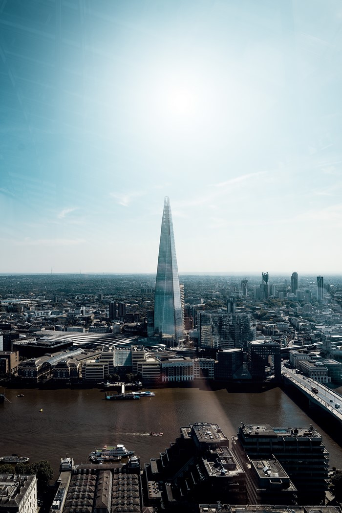 The Shard and London skyline over the Thames