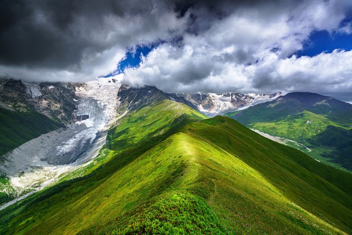 4K Chkhutnieri Pass Mountains in Upper Svaneti, Georgia