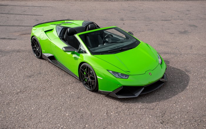 Green Lamborghini Huracan Spyder Novitec Torado Roadster