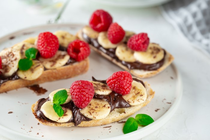 Chocolate Banana Raspberry Toast