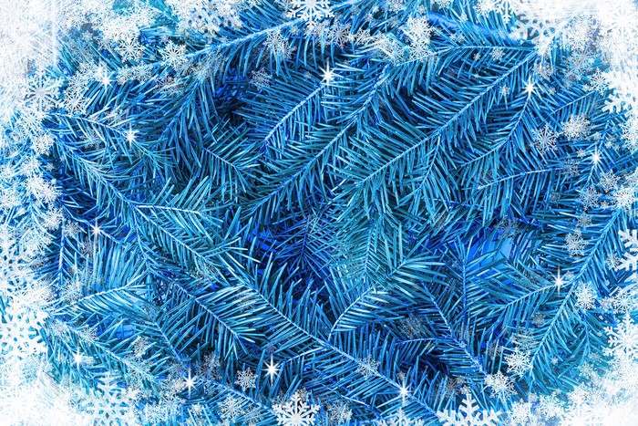 Christmas Pine Branches with Snowflakes
