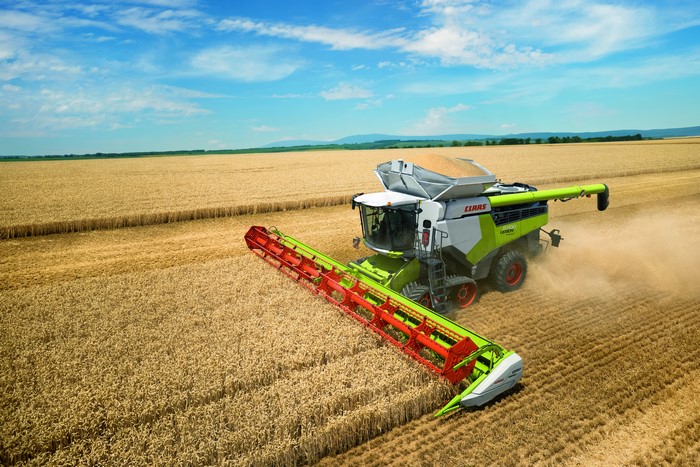 Claas Lexion 8700 combine harvester in wheat field