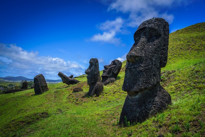 Moai Statues on Easter Island, Chile