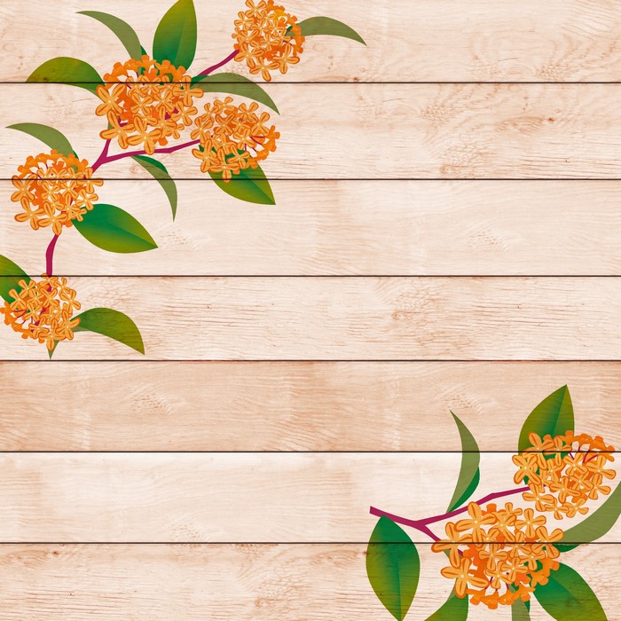 Orange flowers on wood planks