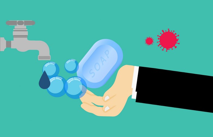Washing Hands with Soap and Water to Fight Coronavirus
