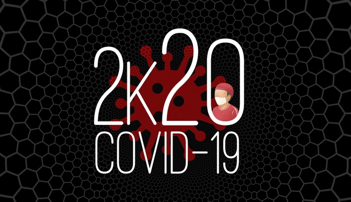 2K20 COVID-19 Coronavirus on Black Background